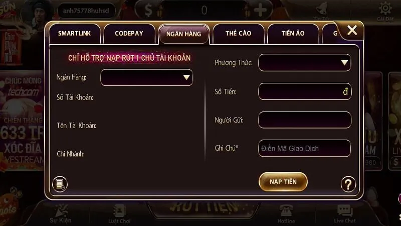 Cách nạp tiền tại Sunwin đơn giản, dễ thực hiện